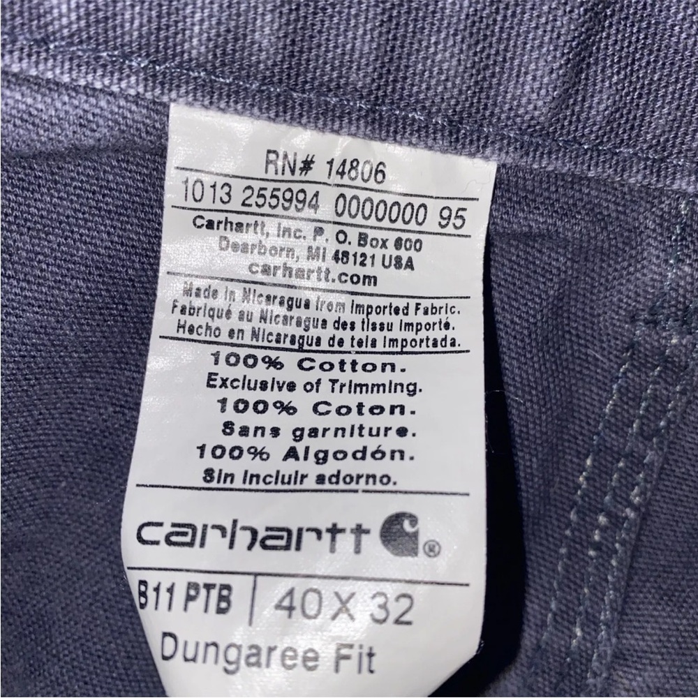 Carhartt Gray Dungaree Fit Canvas Pants B11 PTB‎ Men’s 40 X 32 Workwear … - Picture 4 of 7